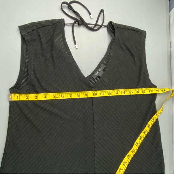 WHBM black v-neck striped sheer lightweight sleeveless top wms sz medium - Picture 10 of 13